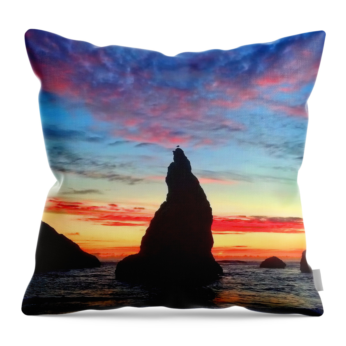 Sunset Throw Pillow featuring the photograph Bandon Clouds by Darren White