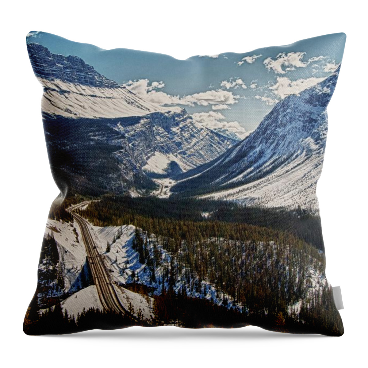 Scenics Throw Pillow featuring the photograph Banff Icefields Parkway Sunwapta Pass by © Anthony Maw, Vancouver, Canada