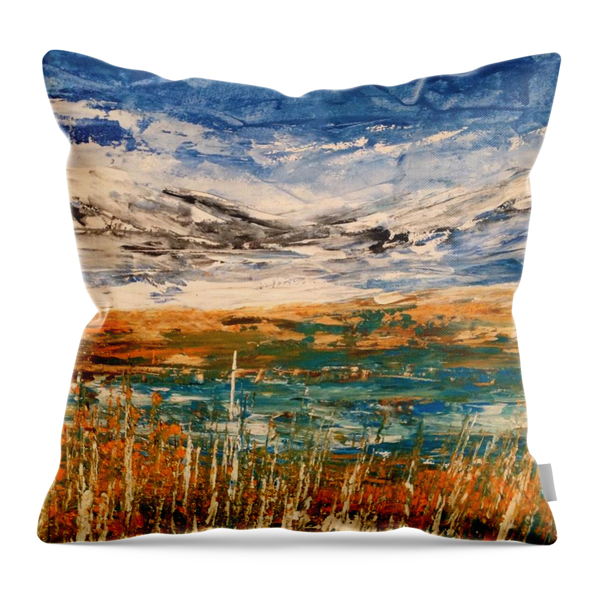 Abstract Landscape Painting Throw Pillow featuring the painting Banff Marsh by Desmond Raymond