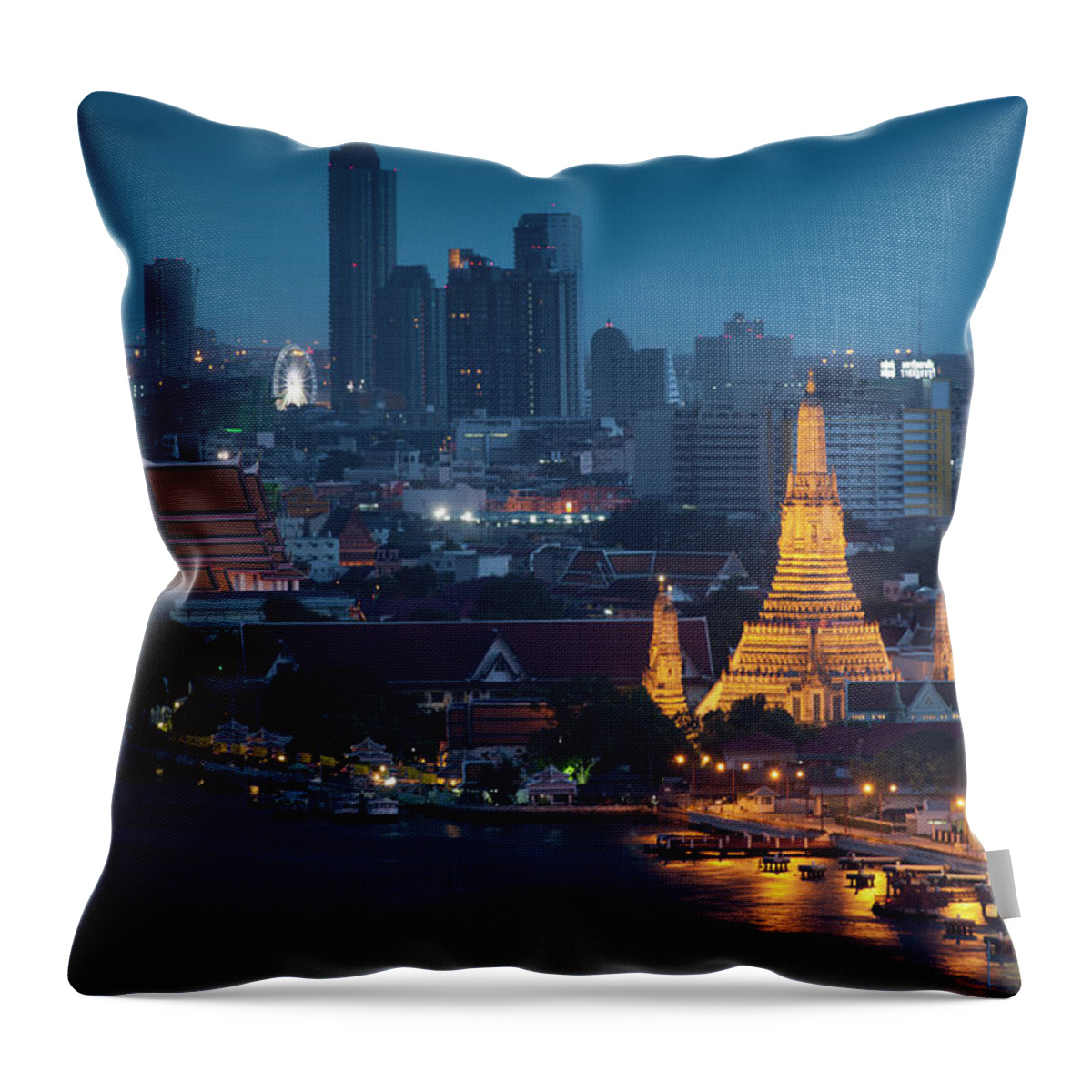 Built Structure Throw Pillow featuring the photograph Bangkok City by Watcharit Praihirun