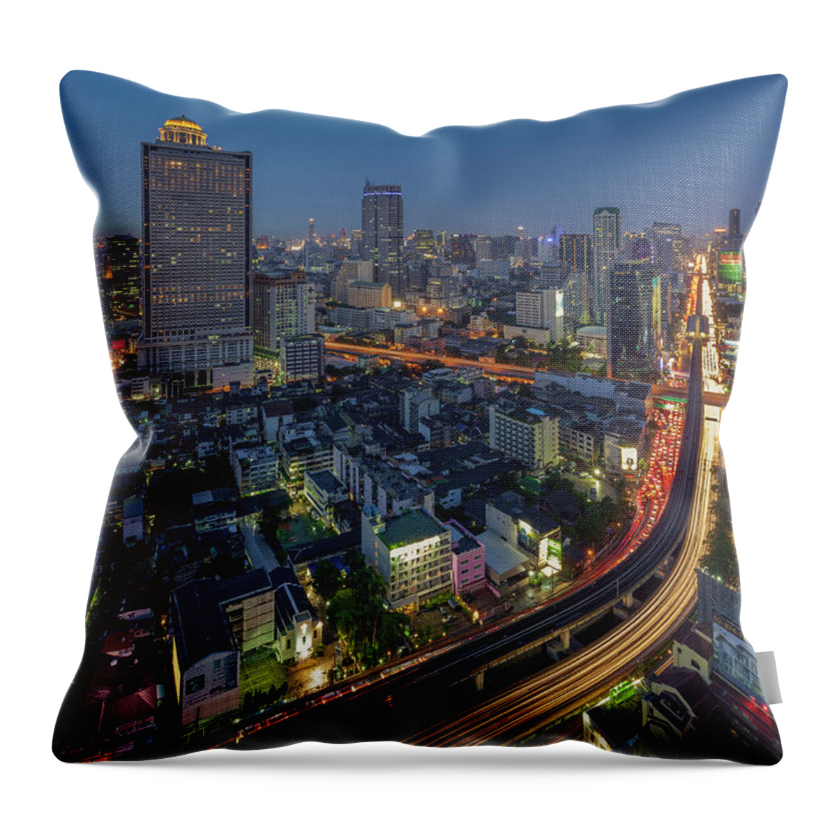 Outdoors Throw Pillow featuring the photograph Bangkok View by Thebang