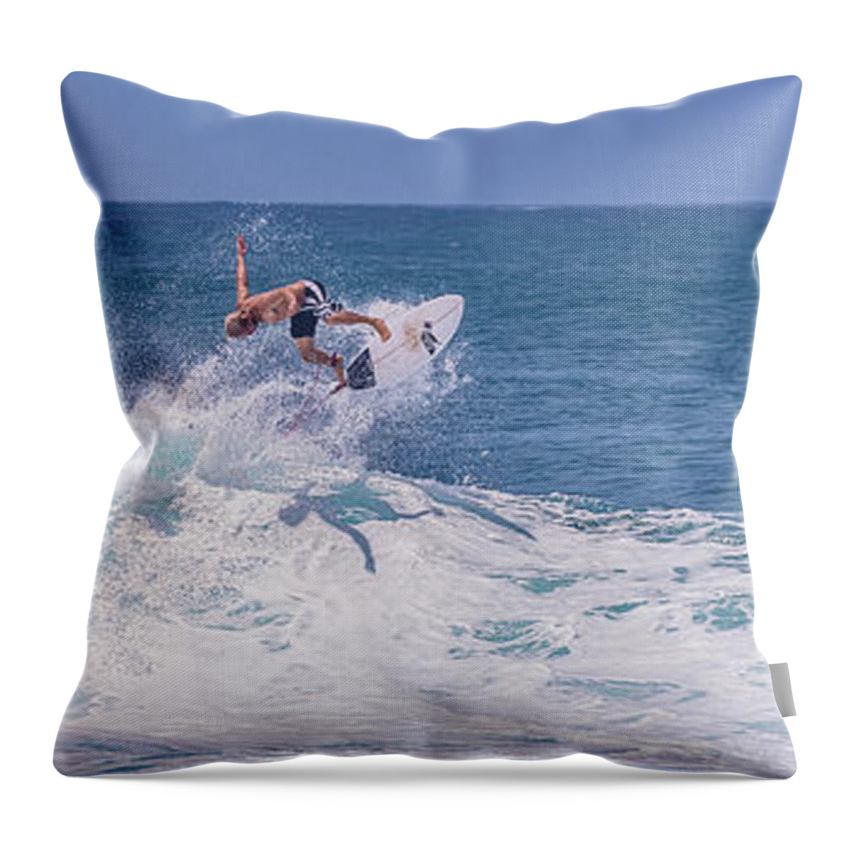 Banzai Pipeline Throw Pillow featuring the photograph Banzai Pipeline Up in the Air by Aloha Art