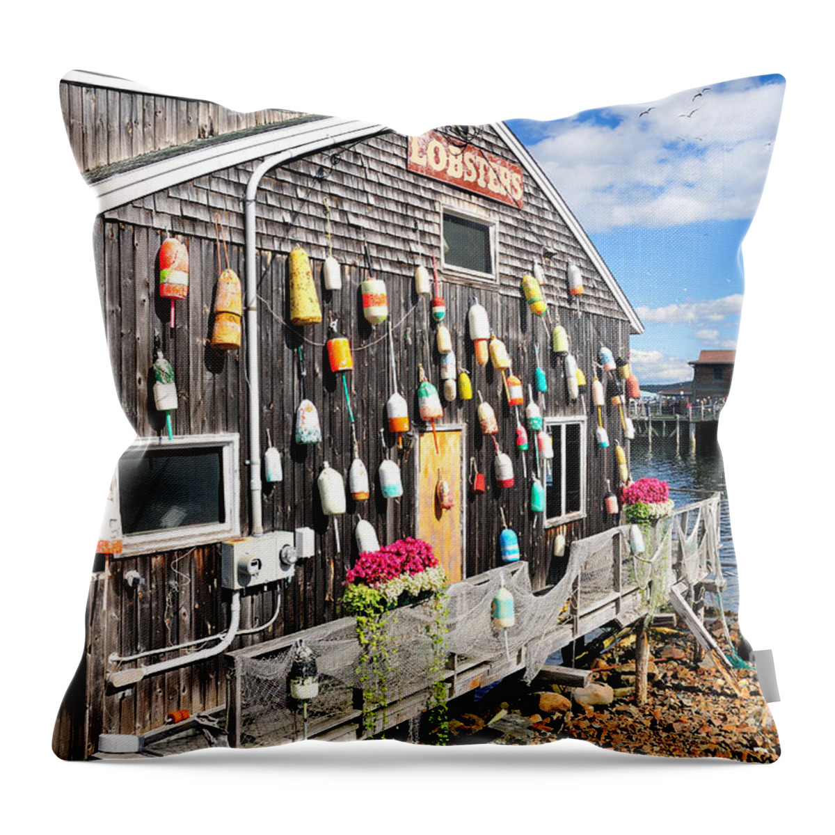 Bar Harbor Throw Pillow featuring the photograph Bar Harbor Restaurant by Betty LaRue