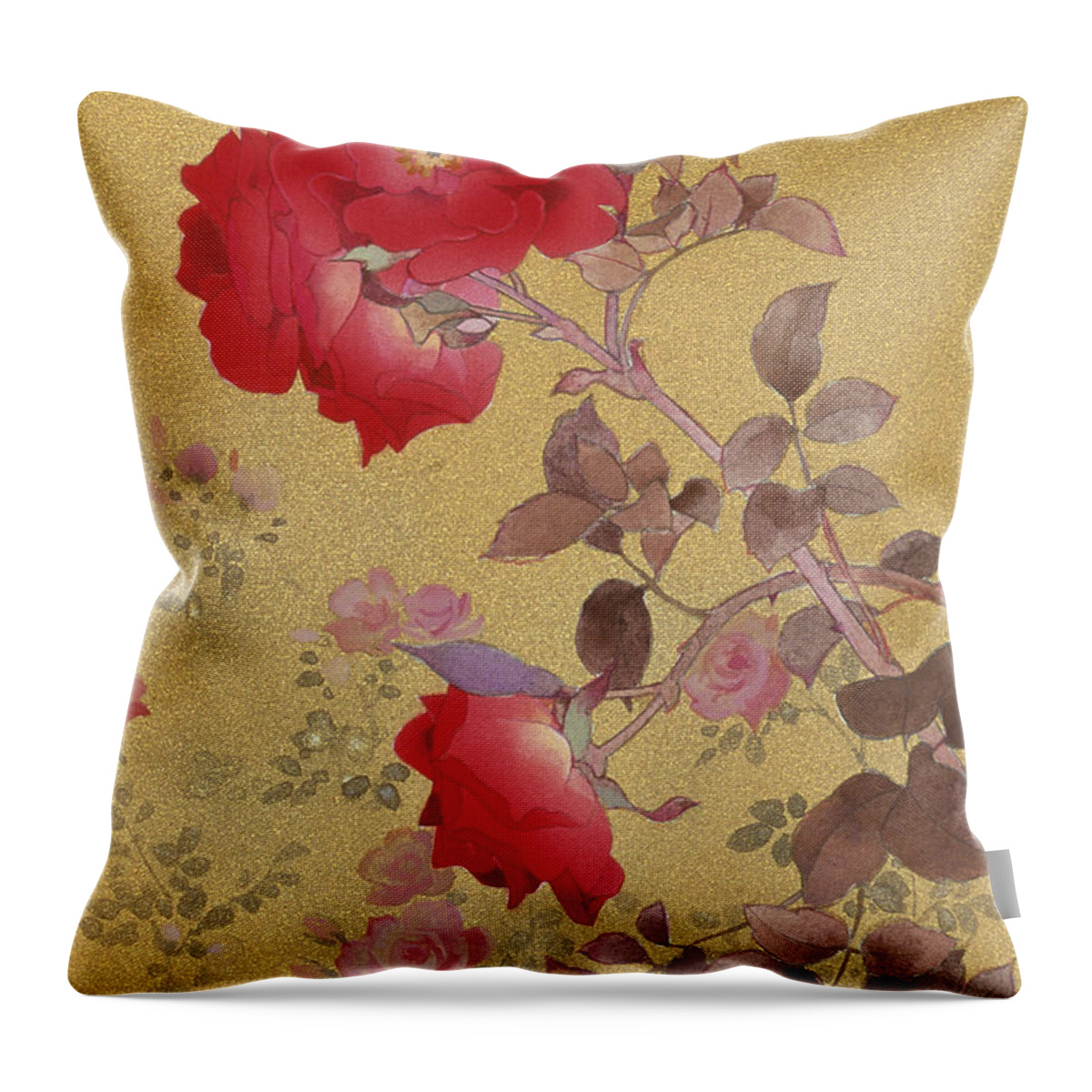 Haruyo Morita Throw Pillow featuring the digital art Bara Crop III by MGL Meiklejohn Graphics Licensing