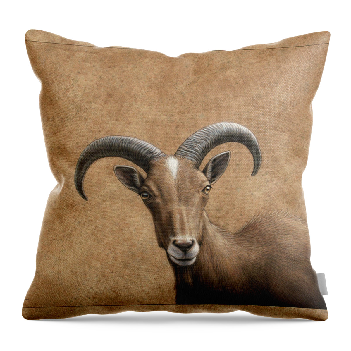 Barbary Ram Throw Pillow featuring the painting Barbary Ram by James W Johnson