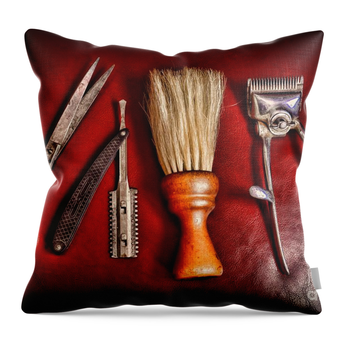 Paul Ward Throw Pillow featuring the photograph Barber - After the Haircut by Paul Ward