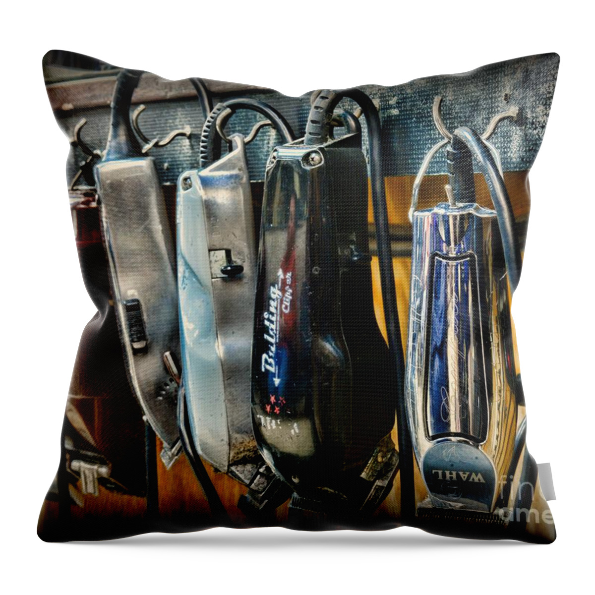 Vintage Barber Throw Pillow featuring the photograph Barber - Hair Clippers by Paul Ward