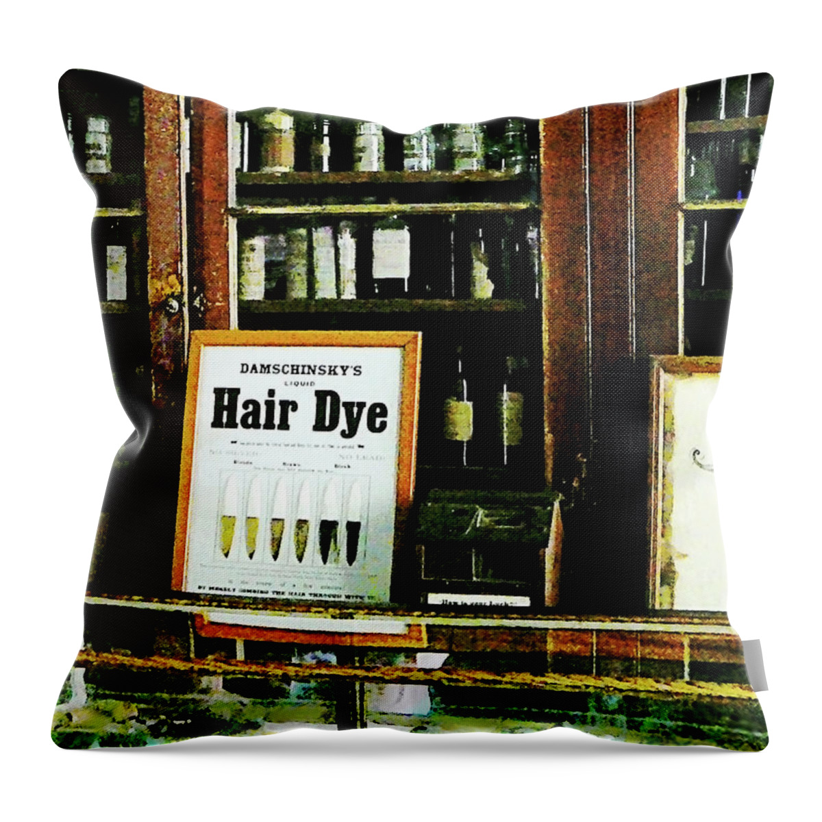 Hair Dye Throw Pillow featuring the photograph Barber - Hair Dye by Susan Savad