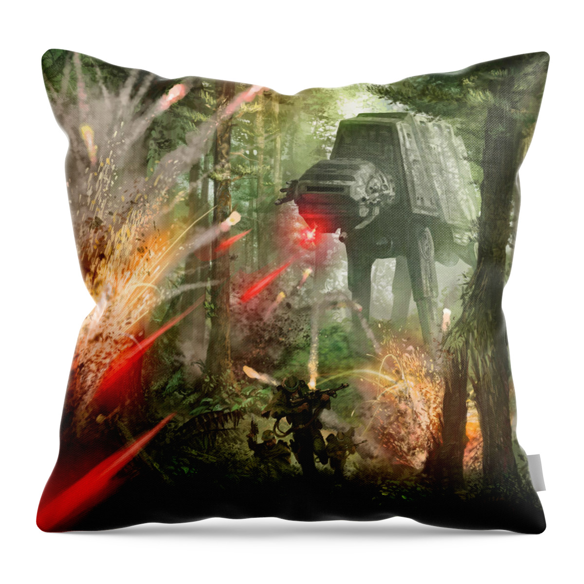 Star Wars Throw Pillow featuring the digital art Barrage Attack by Ryan Barger