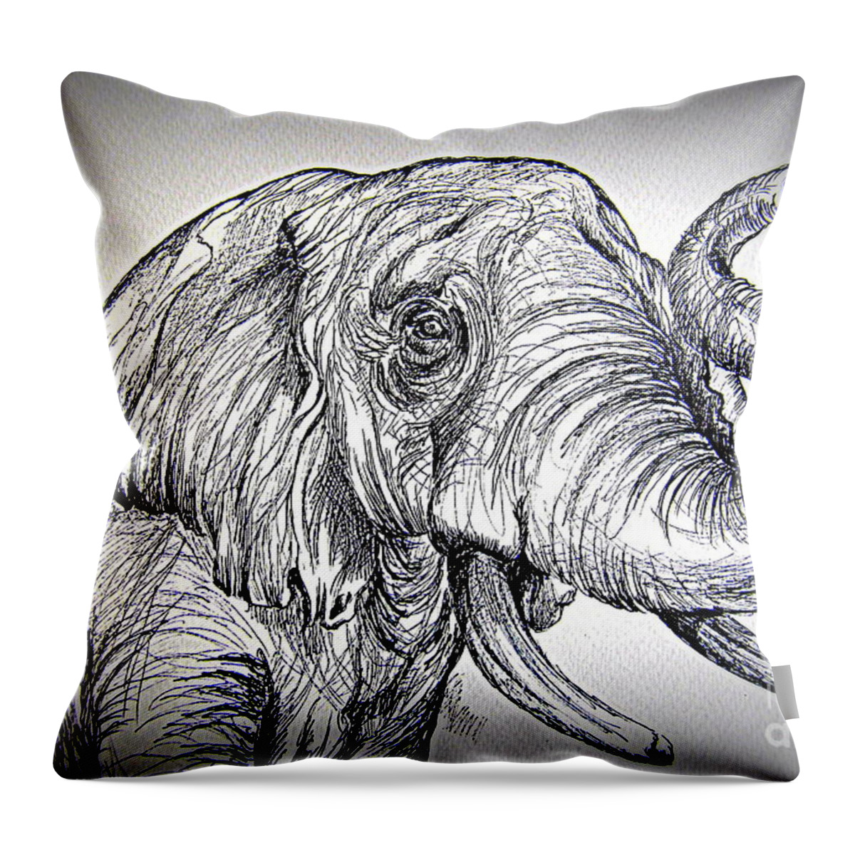 African Elephant Throw Pillow featuring the painting Barrito dell elefante by Roberto Gagliardi