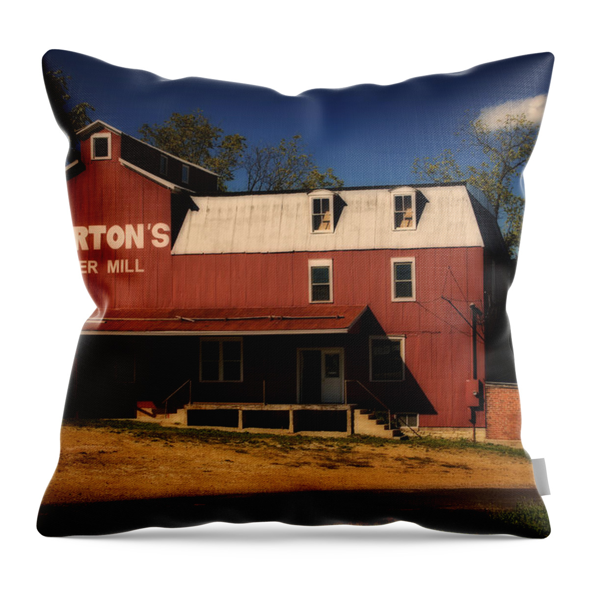 Bartons Throw Pillow featuring the photograph Bartons Roller Mill Gerald MO DSC08243 by Greg Kluempers