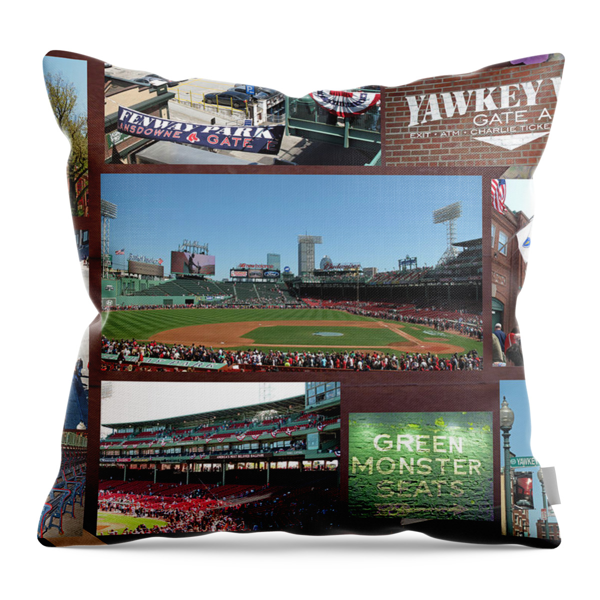 Fenway Throw Pillow featuring the photograph Baseball Collage by Barbara McDevitt