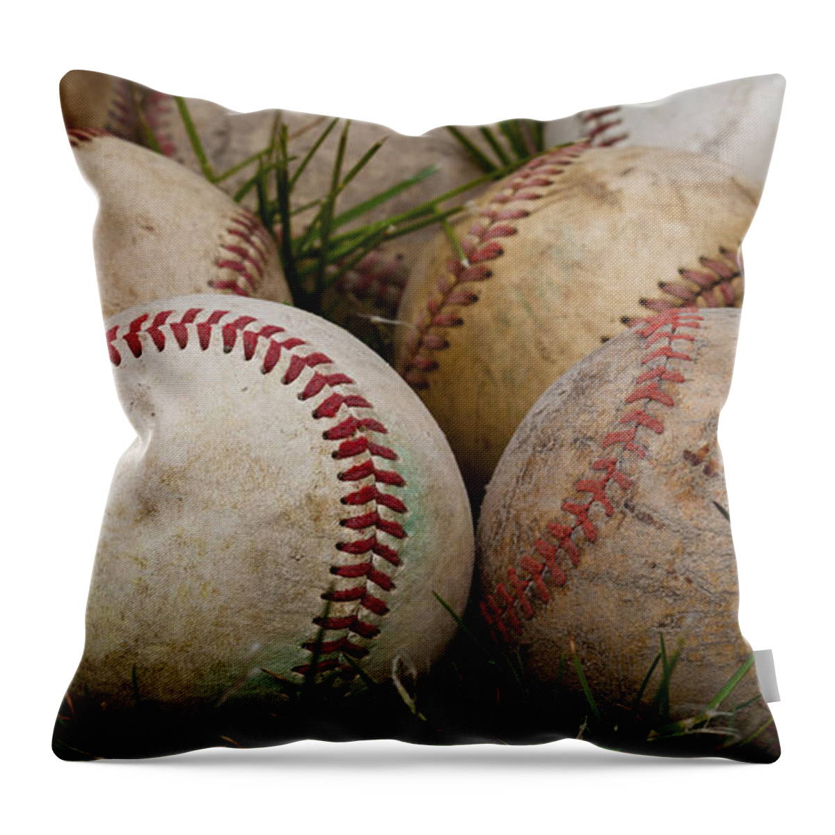 Baseball Throw Pillow featuring the photograph Baseballs on the Grass by David Patterson