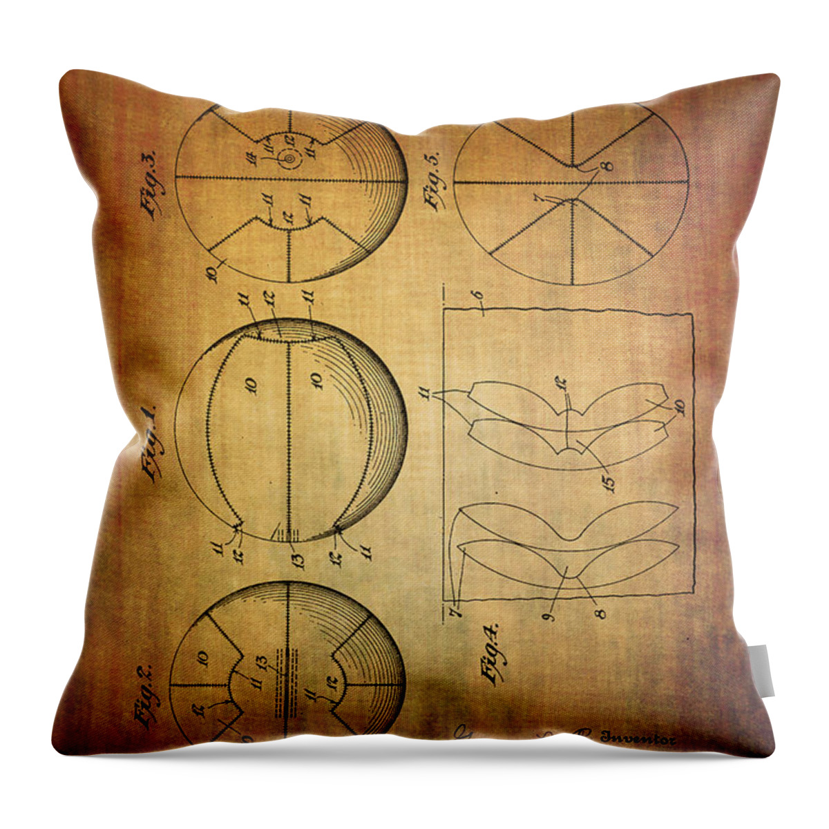 Patent Throw Pillow featuring the digital art Basket ball patent from 1929 by Eti Reid