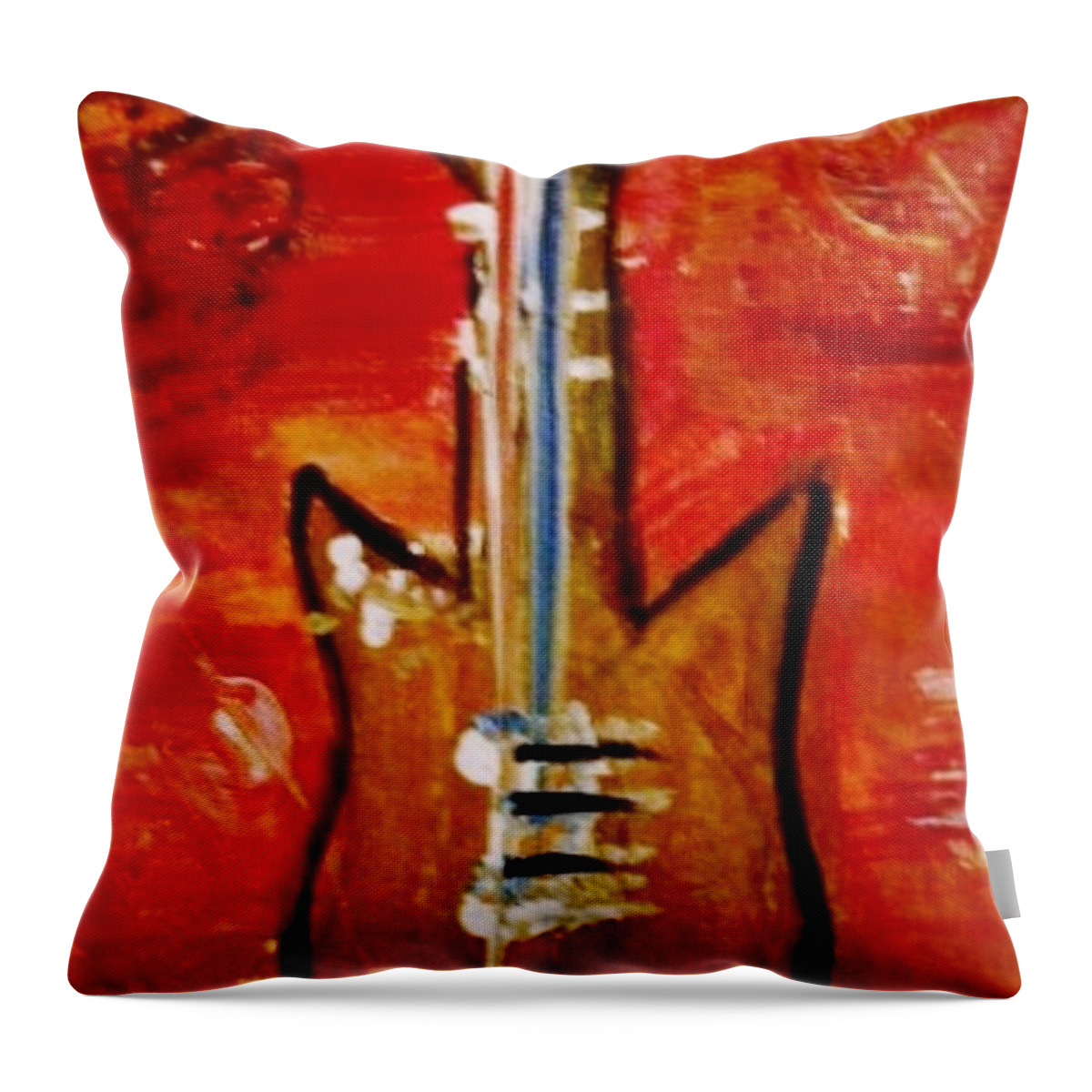 Bass Throw Pillow featuring the painting Bass Guitar 1 by Kelly M Turner