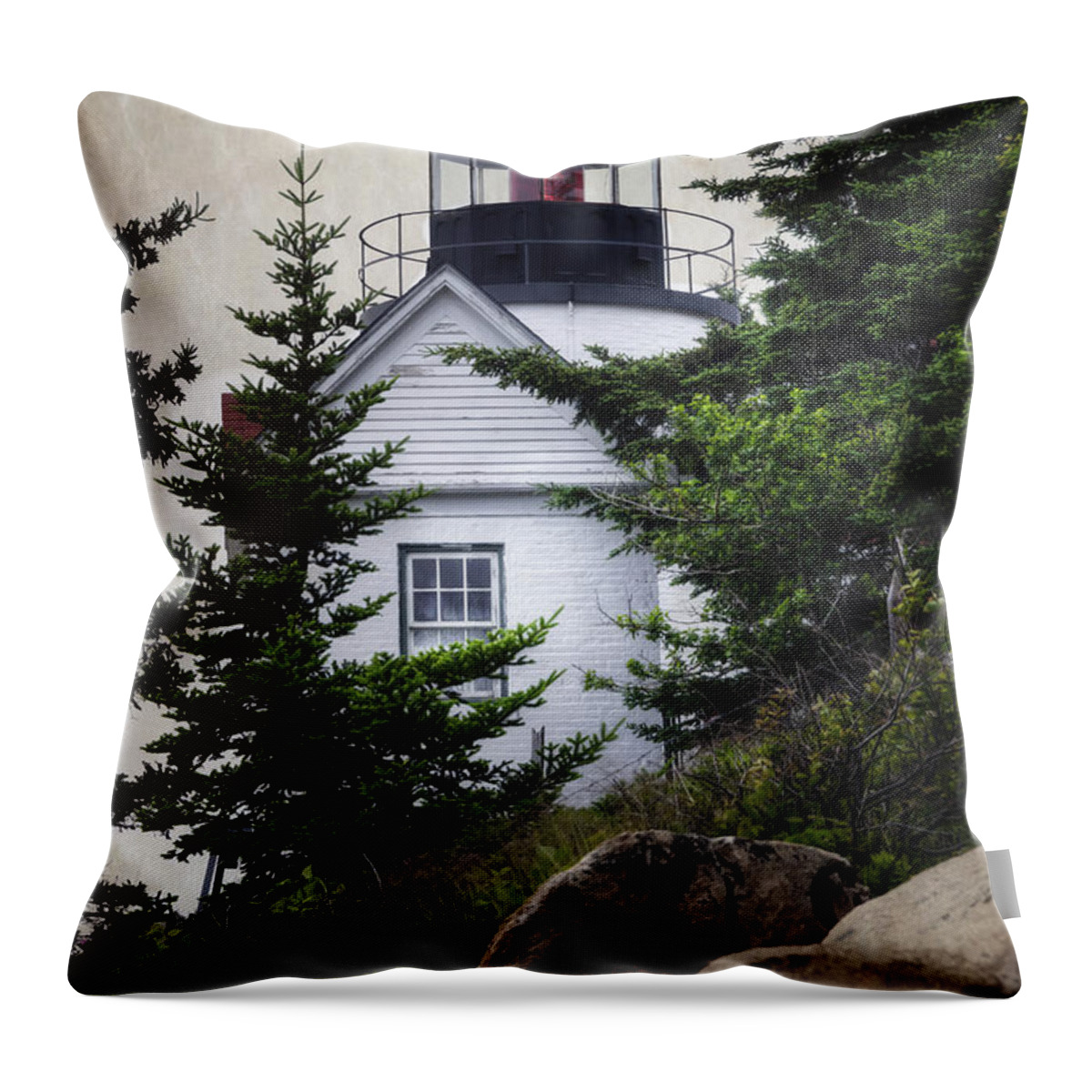 Joan Carroll Throw Pillow featuring the photograph Bass Harbor Head Light by Joan Carroll