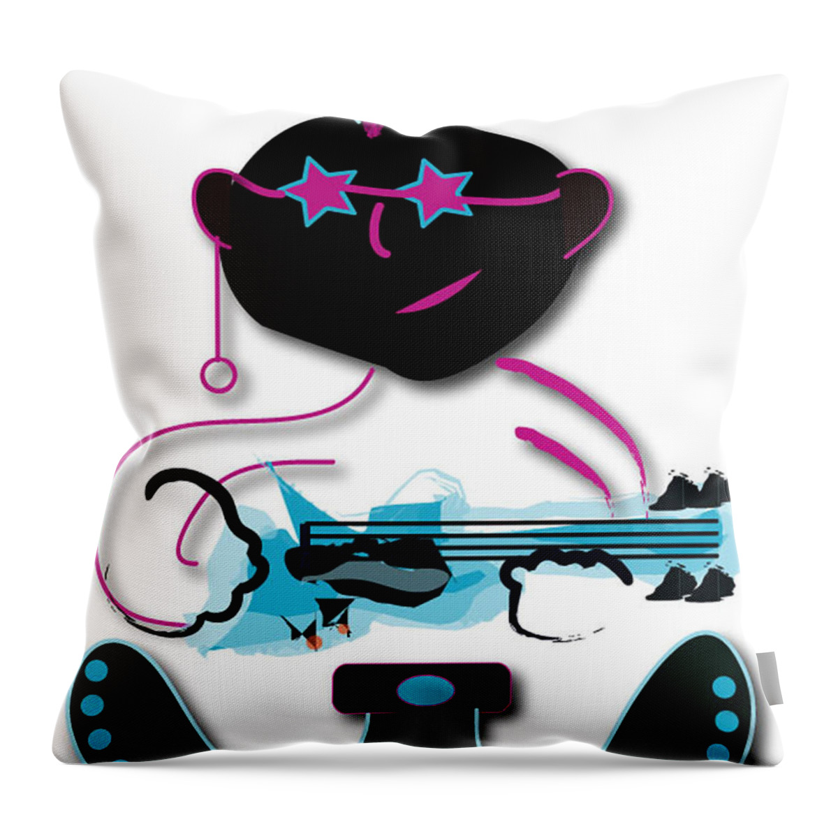 Music Throw Pillow featuring the digital art Bass Man by Marvin Blaine