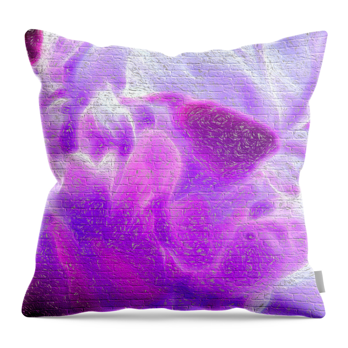 Flowers Throw Pillow featuring the digital art Bathed in purple by Cathy Anderson