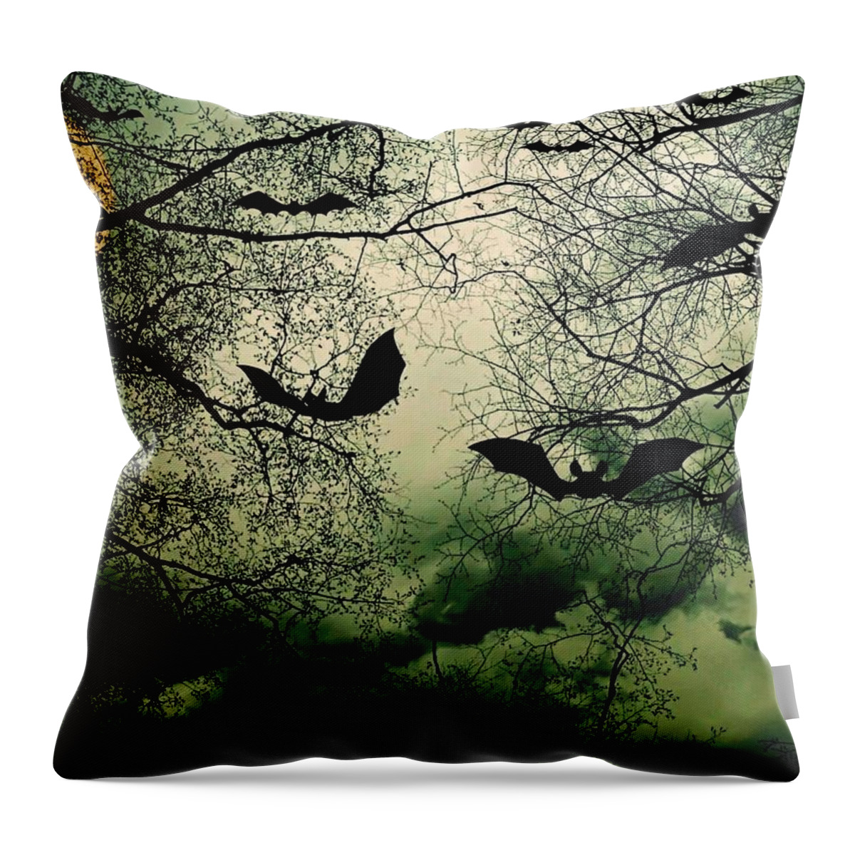 Abstract Throw Pillow featuring the photograph Bats From Hell by Barbara S Nickerson