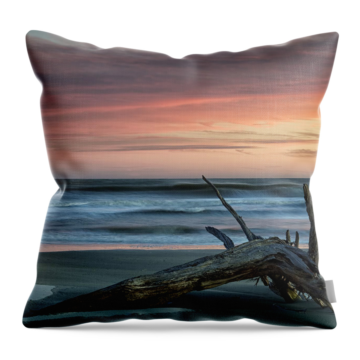 Beach Throw Pillow featuring the photograph Battered Driftwood by Phill Doherty