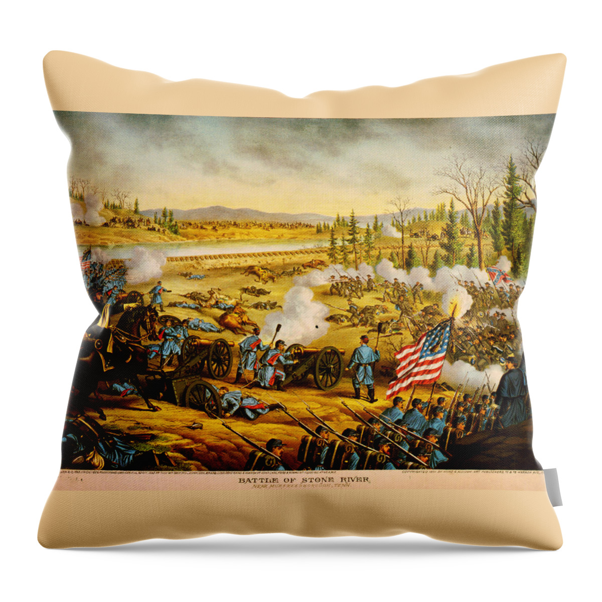 Battle Of Stones River Throw Pillow featuring the painting Battle of Stones River by MotionAge Designs