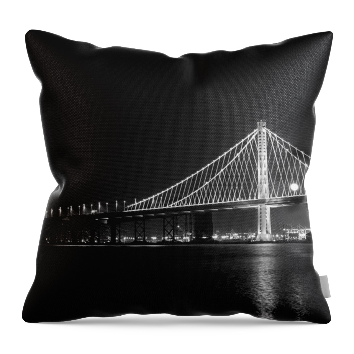San Francisco Throw Pillow featuring the photograph Bay Bridge Moon by Bryant Coffey