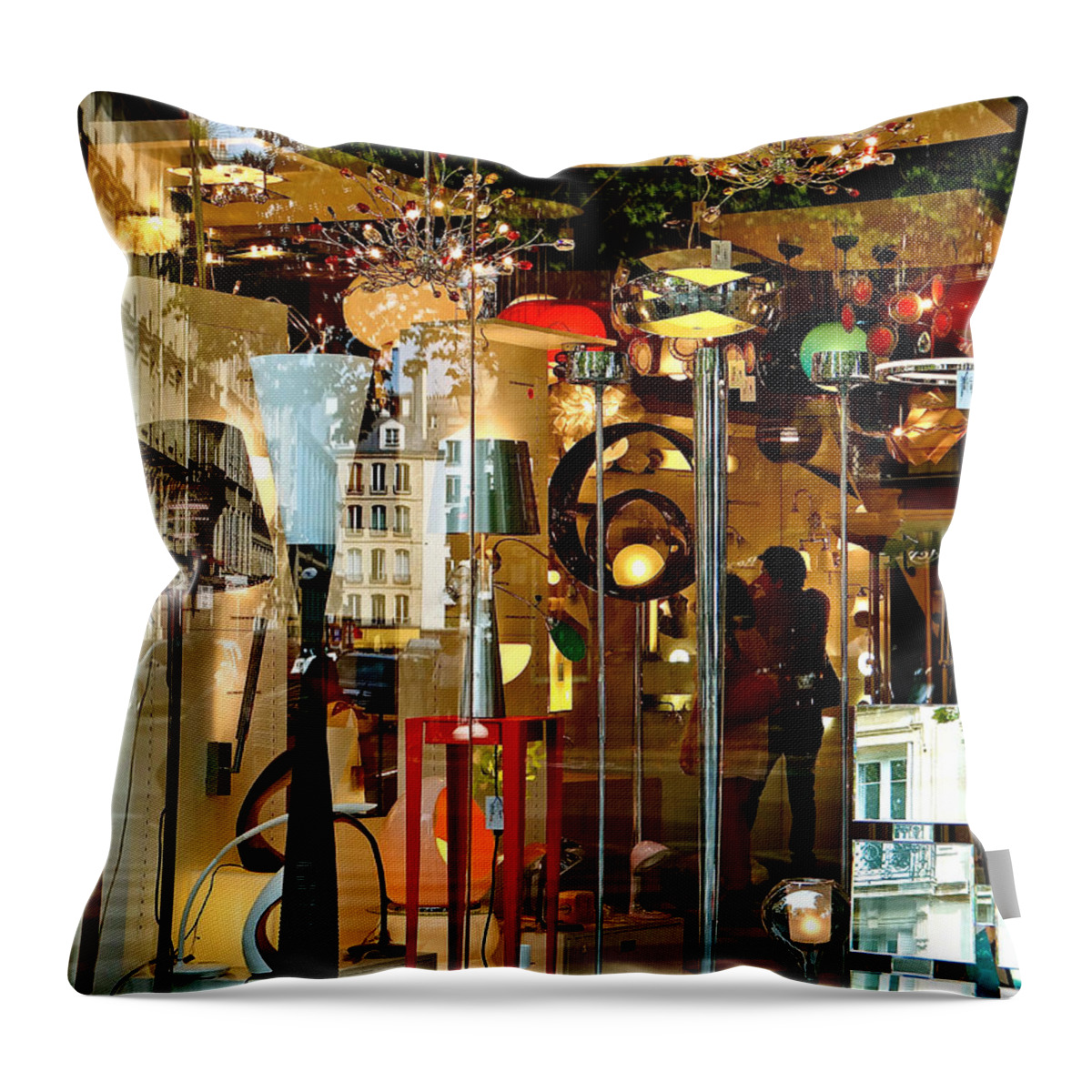 Paris Throw Pillow featuring the photograph Bazar Reflections by Ira Shander