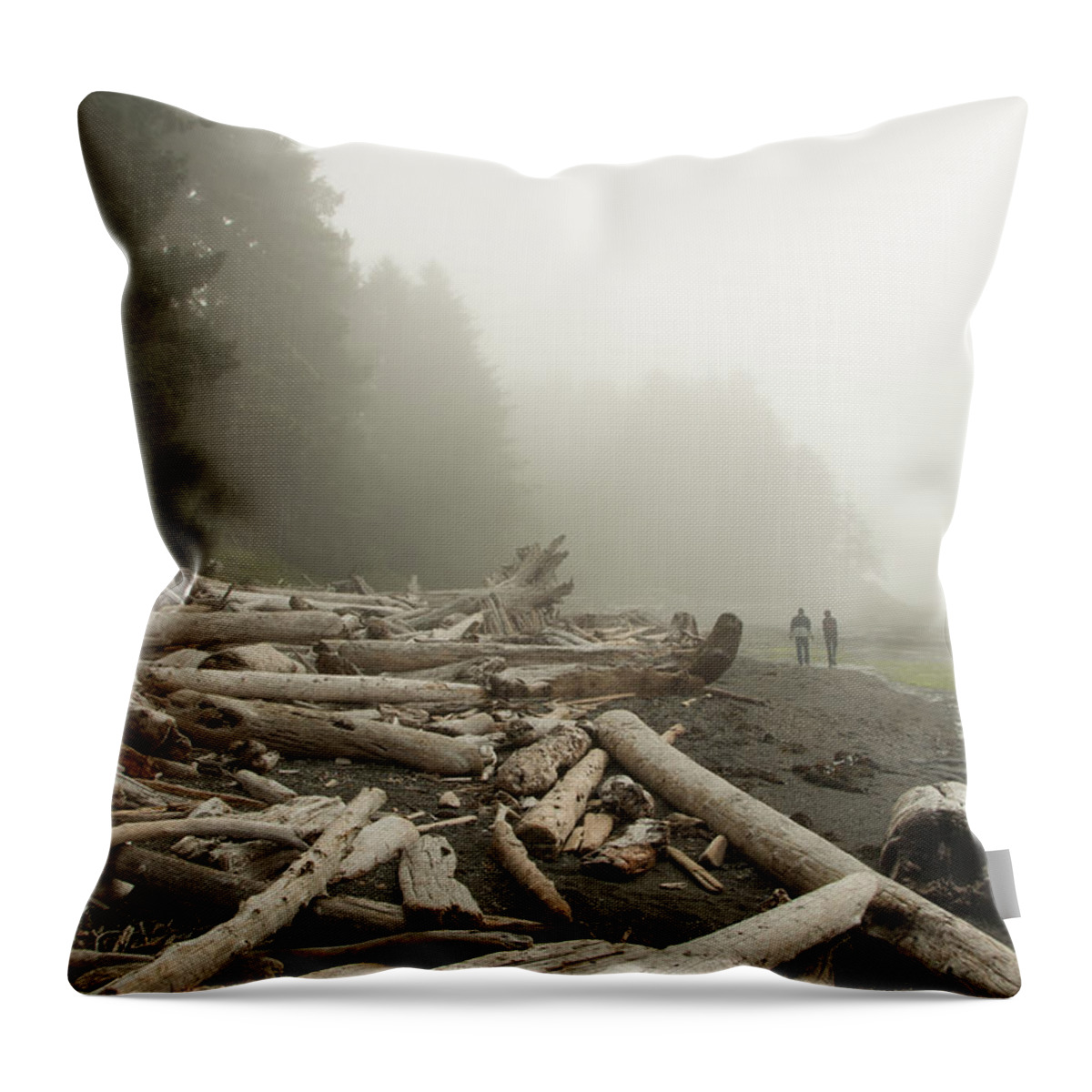 Logs Throw Pillow featuring the photograph Into the Fog by Marilyn Wilson