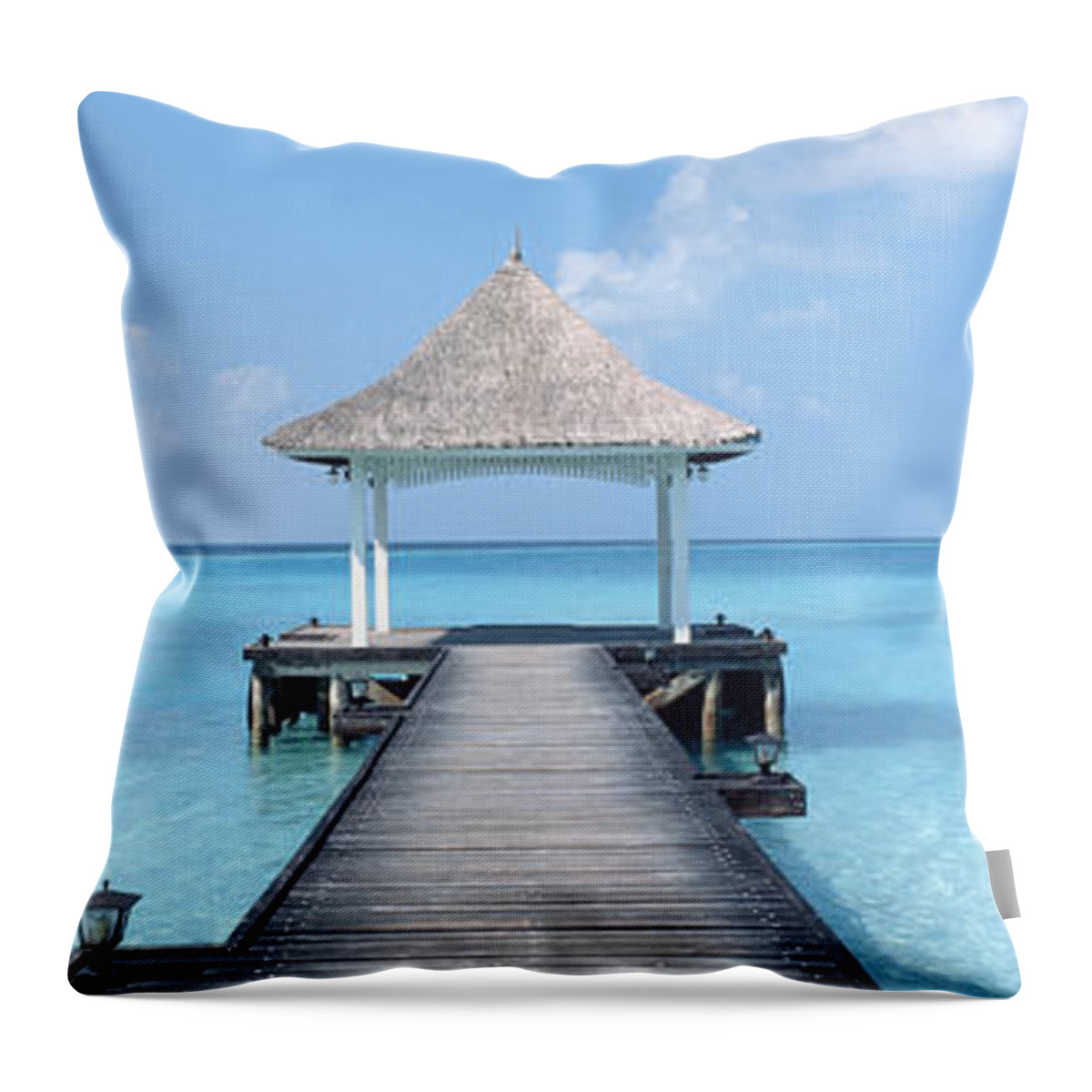 Photography Throw Pillow featuring the photograph Beach & Pier The Maldives by Panoramic Images