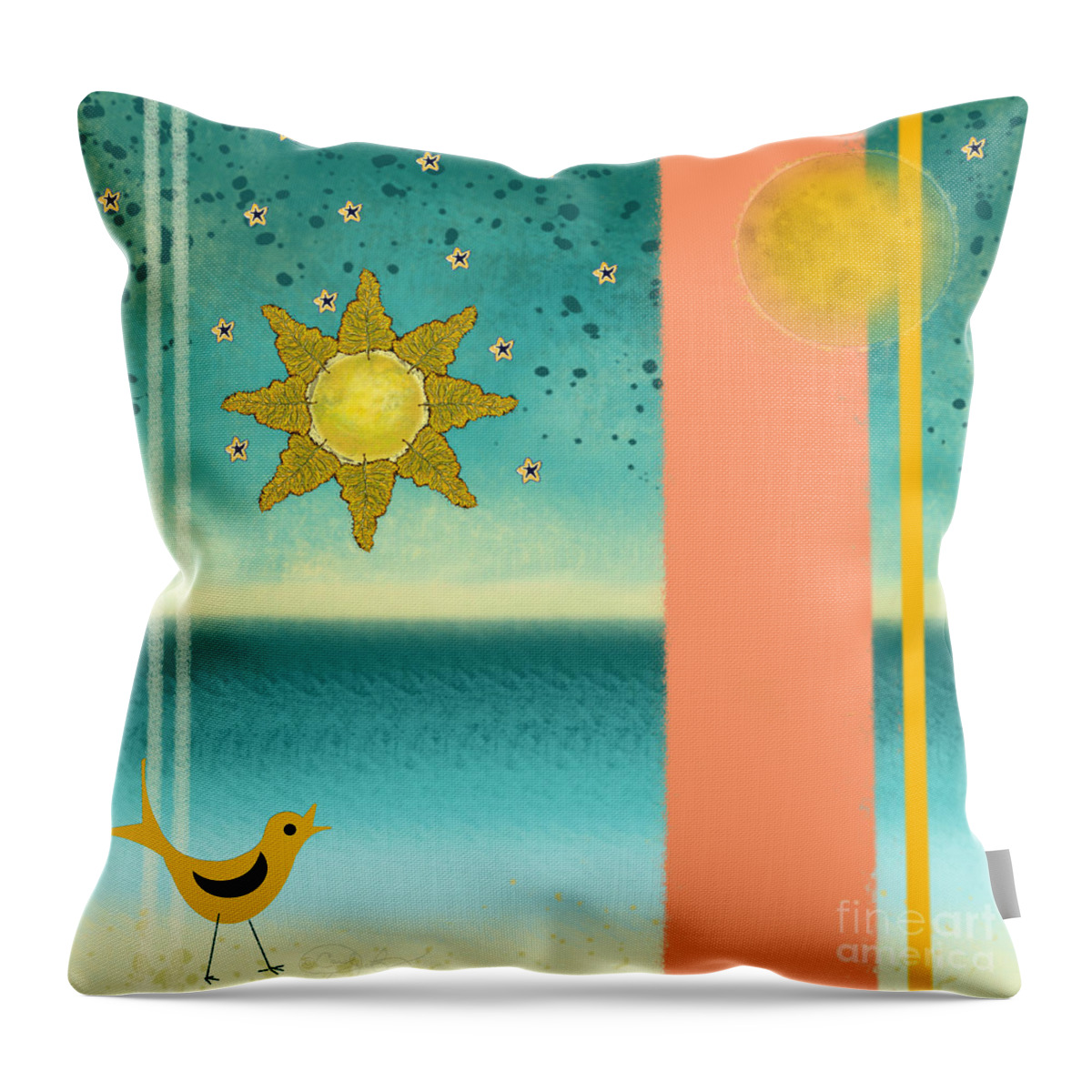 Beach Throw Pillow featuring the painting Beach Bird by Carol Jacobs