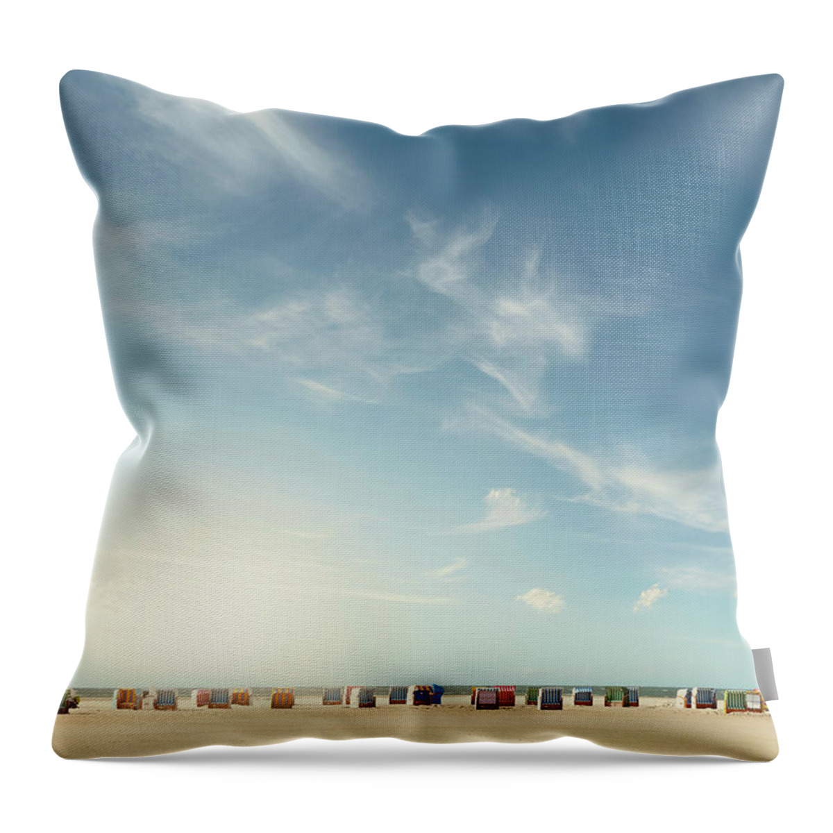 Amrum Throw Pillow featuring the photograph Beach Chairs by Ppampicture