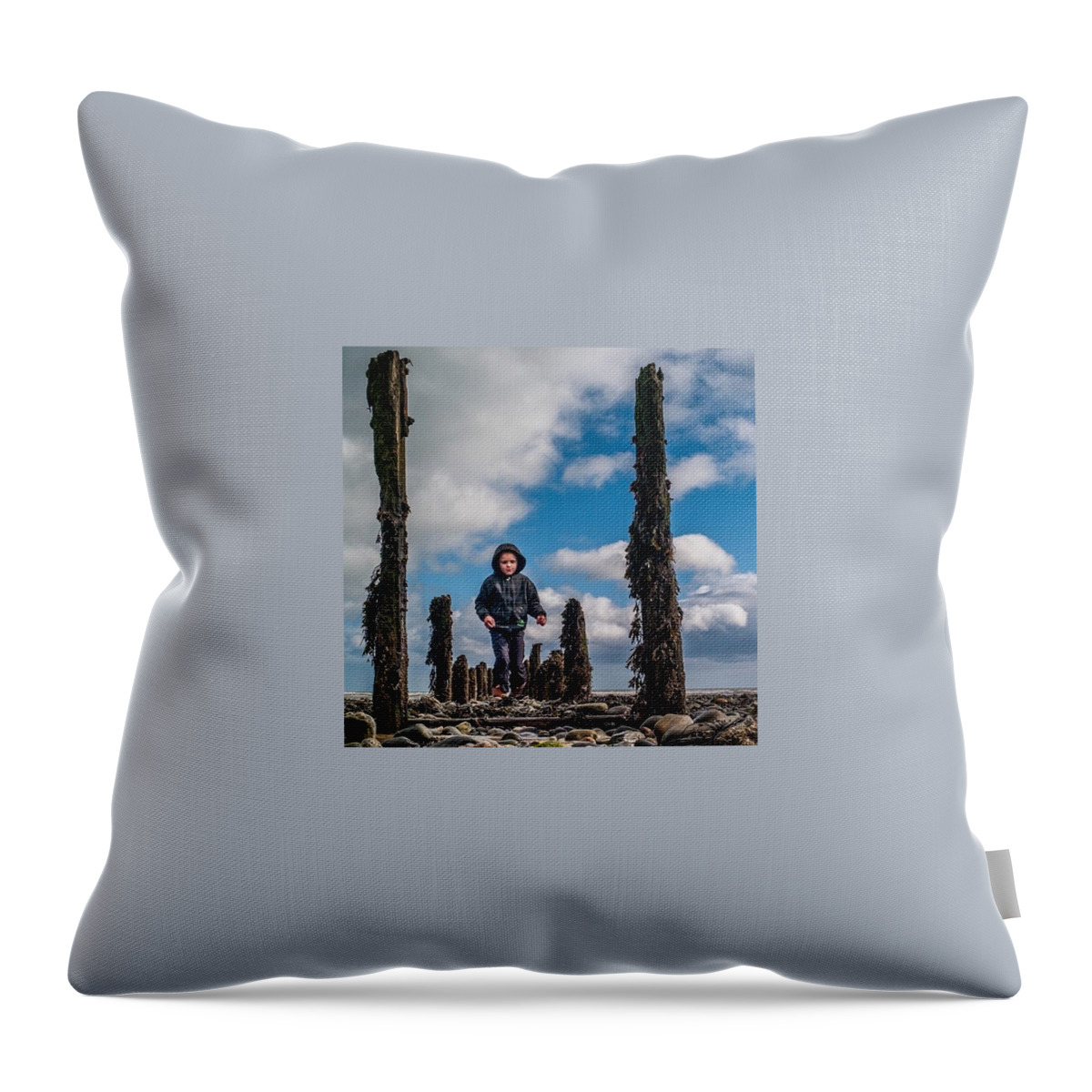 Beautiful Throw Pillow featuring the photograph Beach Combing by Aleck Cartwright