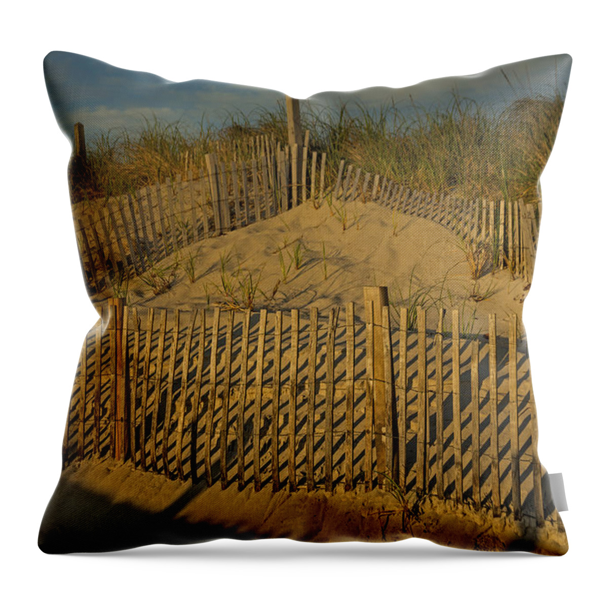 Cape Cod Throw Pillow featuring the photograph Beach Fence by Susan Candelario