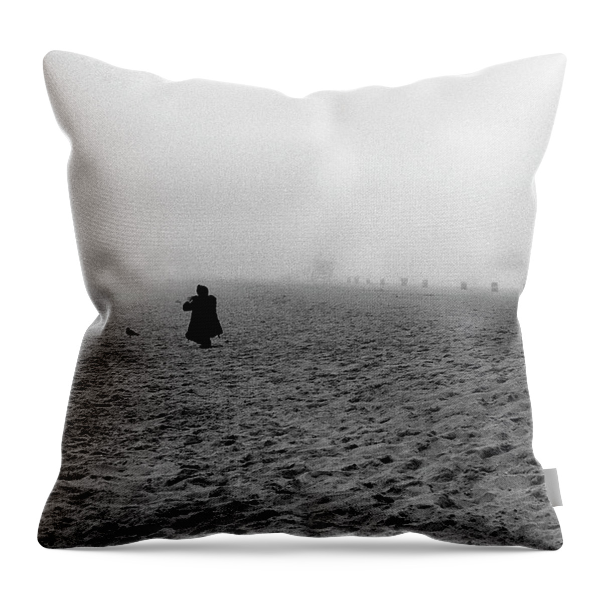 People Throw Pillow featuring the photograph Beach In Winter by Phuong Nguyen