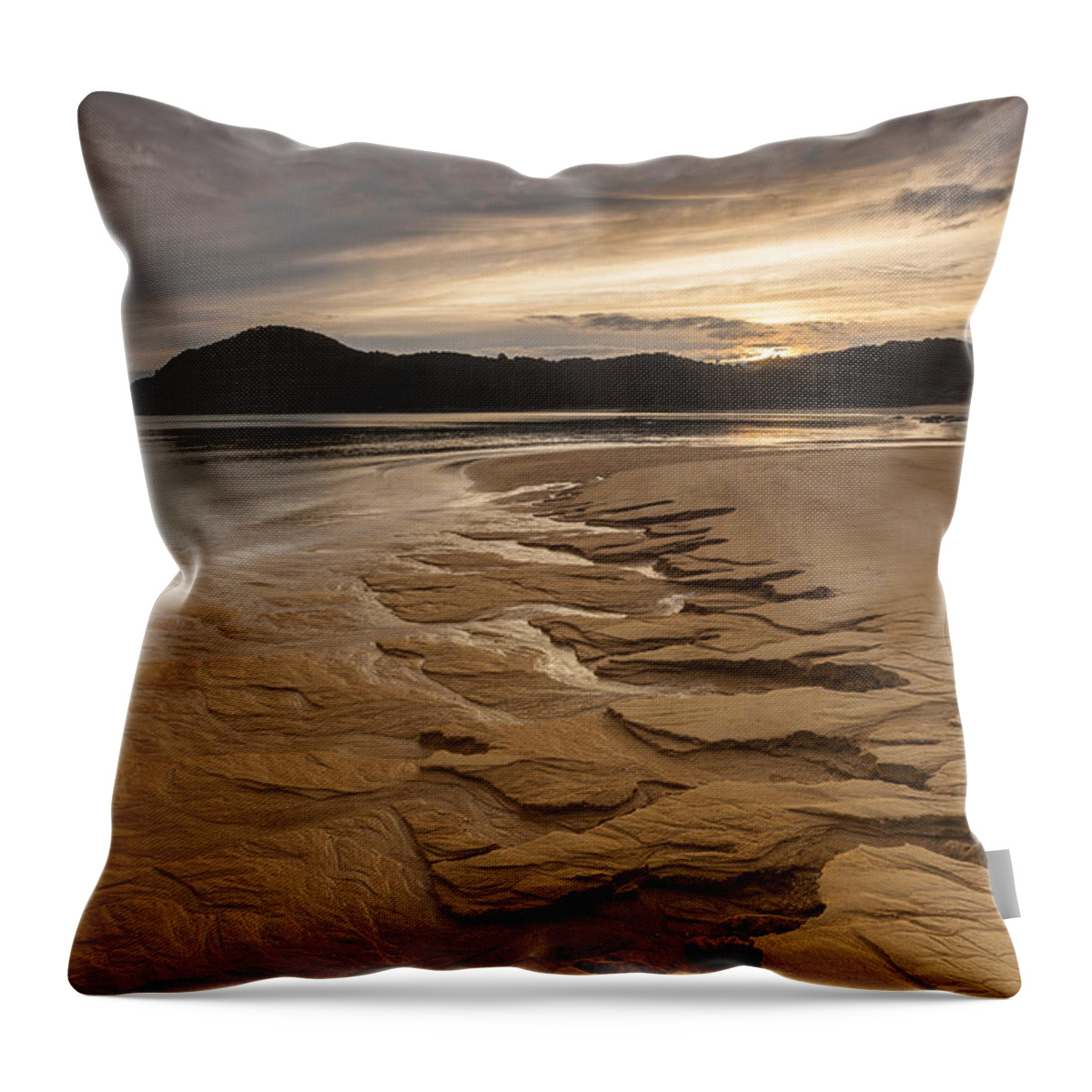 530819 Throw Pillow featuring the photograph Beach Pattern At Sunrise Anchorage Bay by Colin Monteath