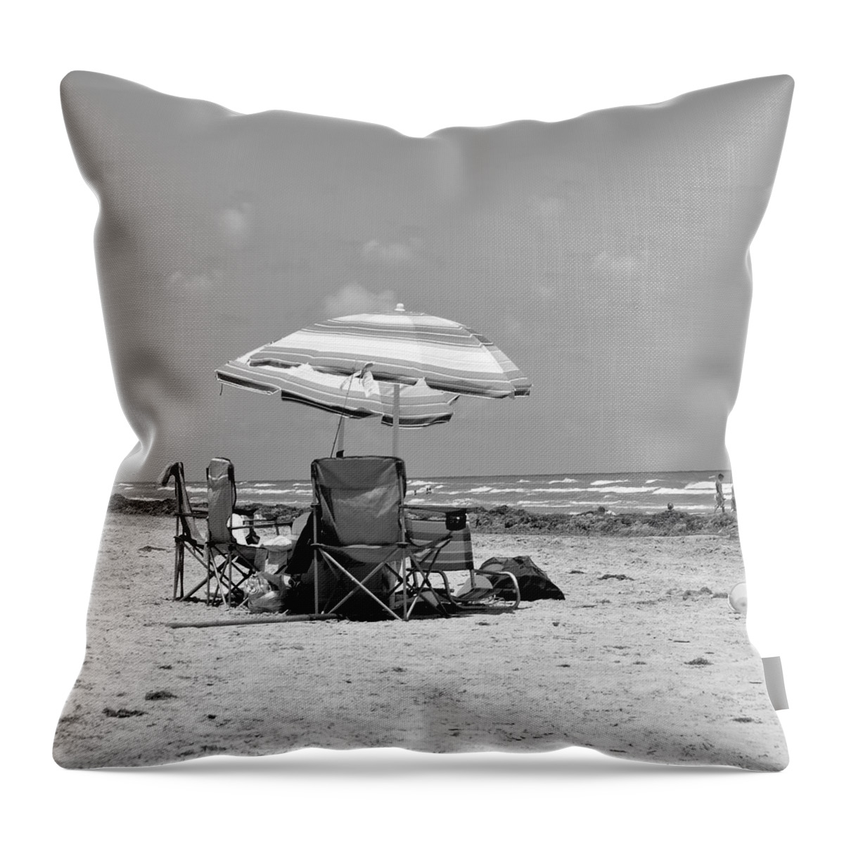 Texas Gulf Coast Throw Pillow featuring the photograph Beach Umbrella by Kristina Deane