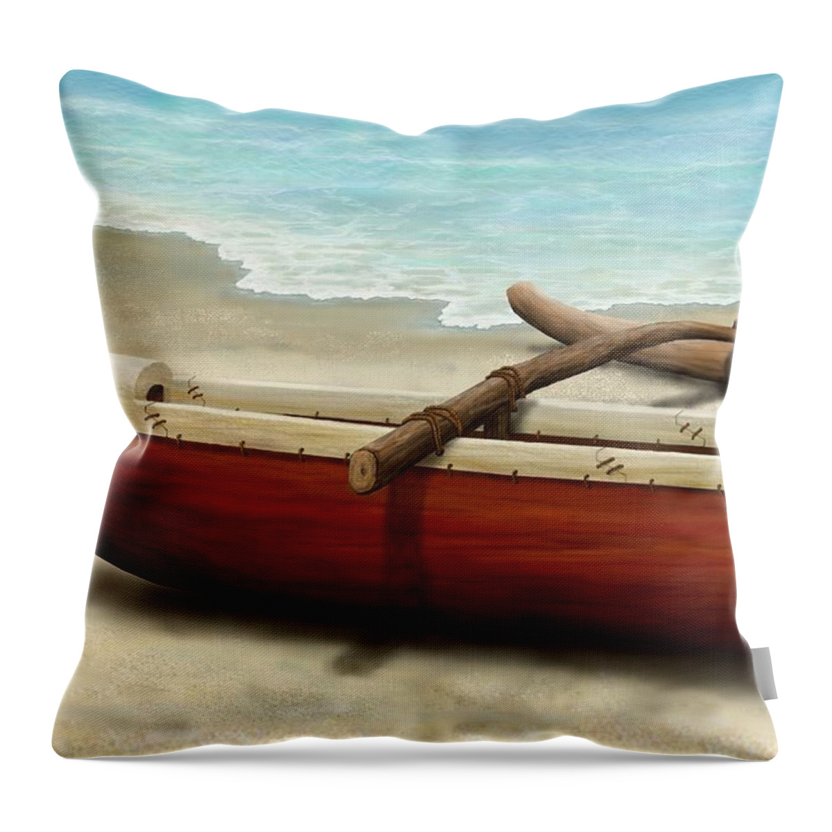 Wall Art Throw Pillow featuring the painting Beached Canoe by Stephen Jorgensen