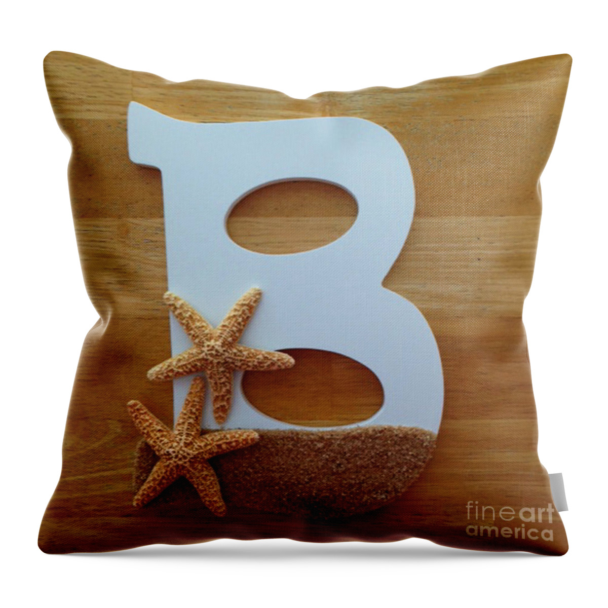 Letter Throw Pillow featuring the photograph Beachy B Starfish by Allan Hughes