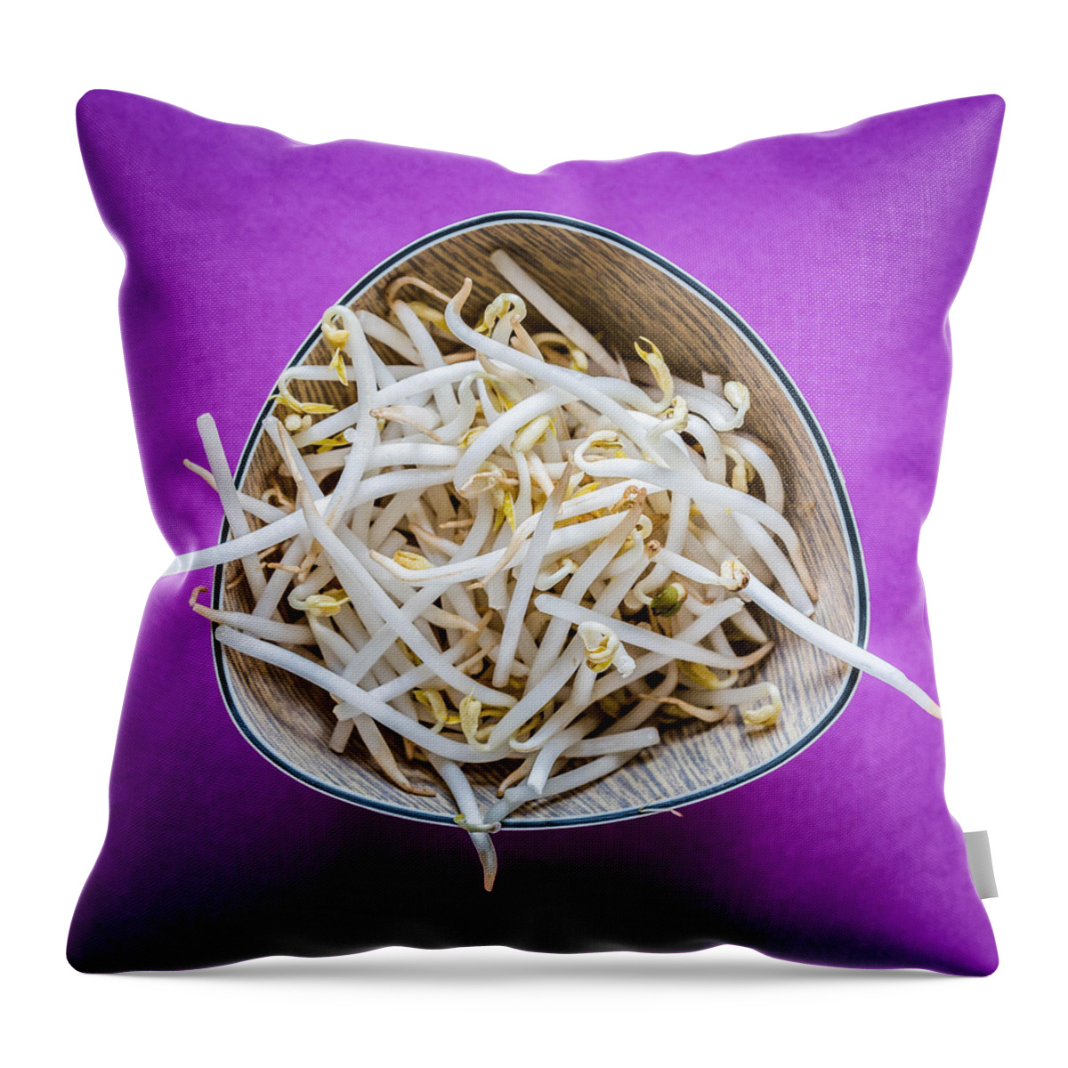 Allergen Throw Pillow featuring the photograph Bean Sprouts by Philippe Garo