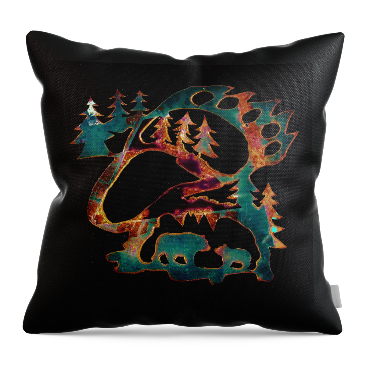 Bear Paw Throw Pillow featuring the photograph Blue Bears 2 by Larry Campbell