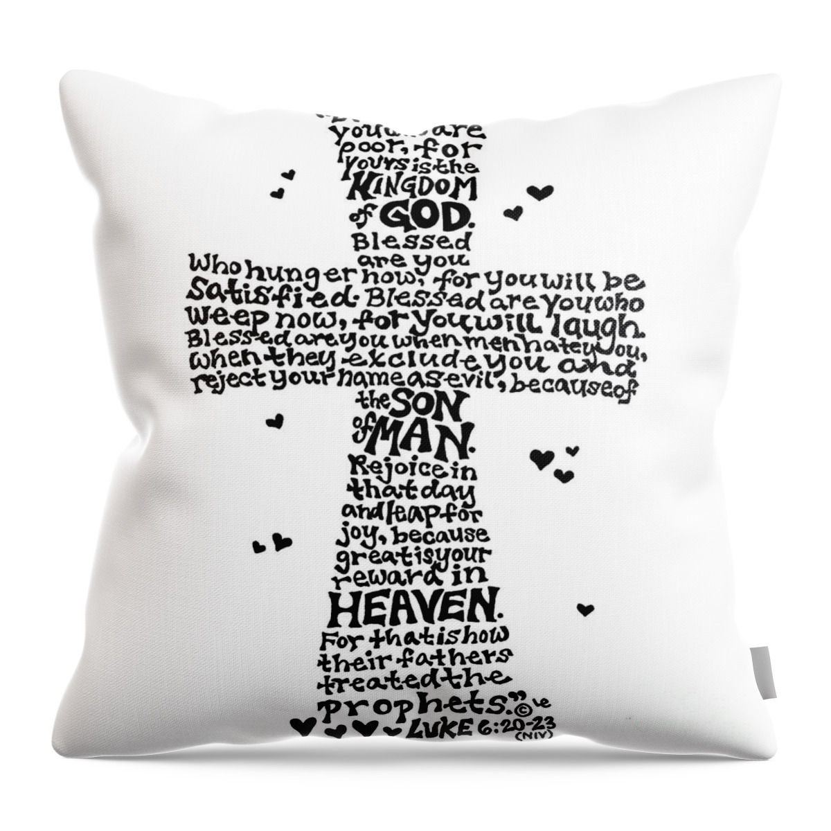 Leigh Eldred Throw Pillow featuring the mixed media Beatitudes Cross by Leigh Eldred