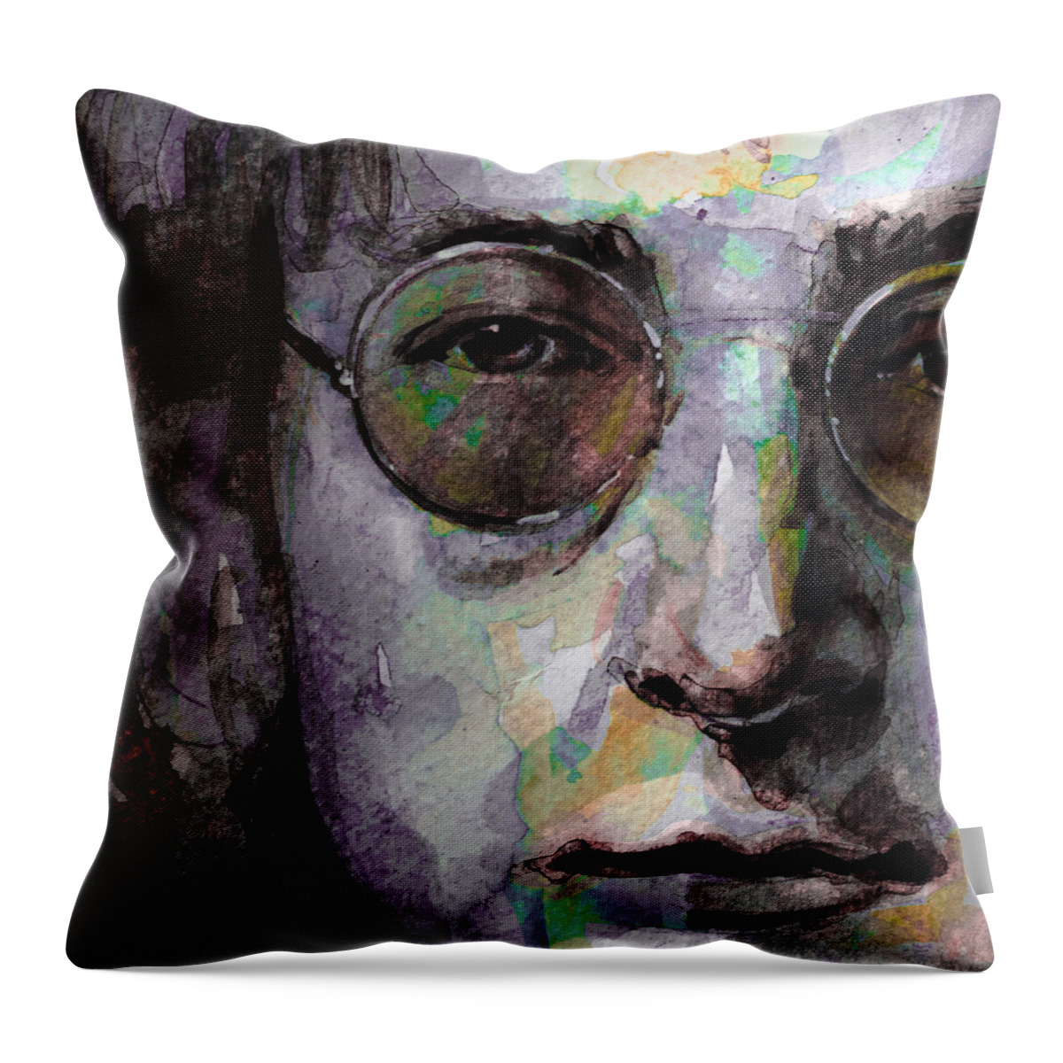 John Lennon Throw Pillow featuring the painting Beatles - John Lennon by Laur Iduc