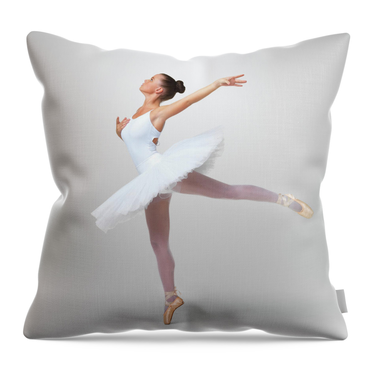 Ballet Dancer Throw Pillow featuring the photograph Beautiful Ballet Dancer Practicing by Yuri