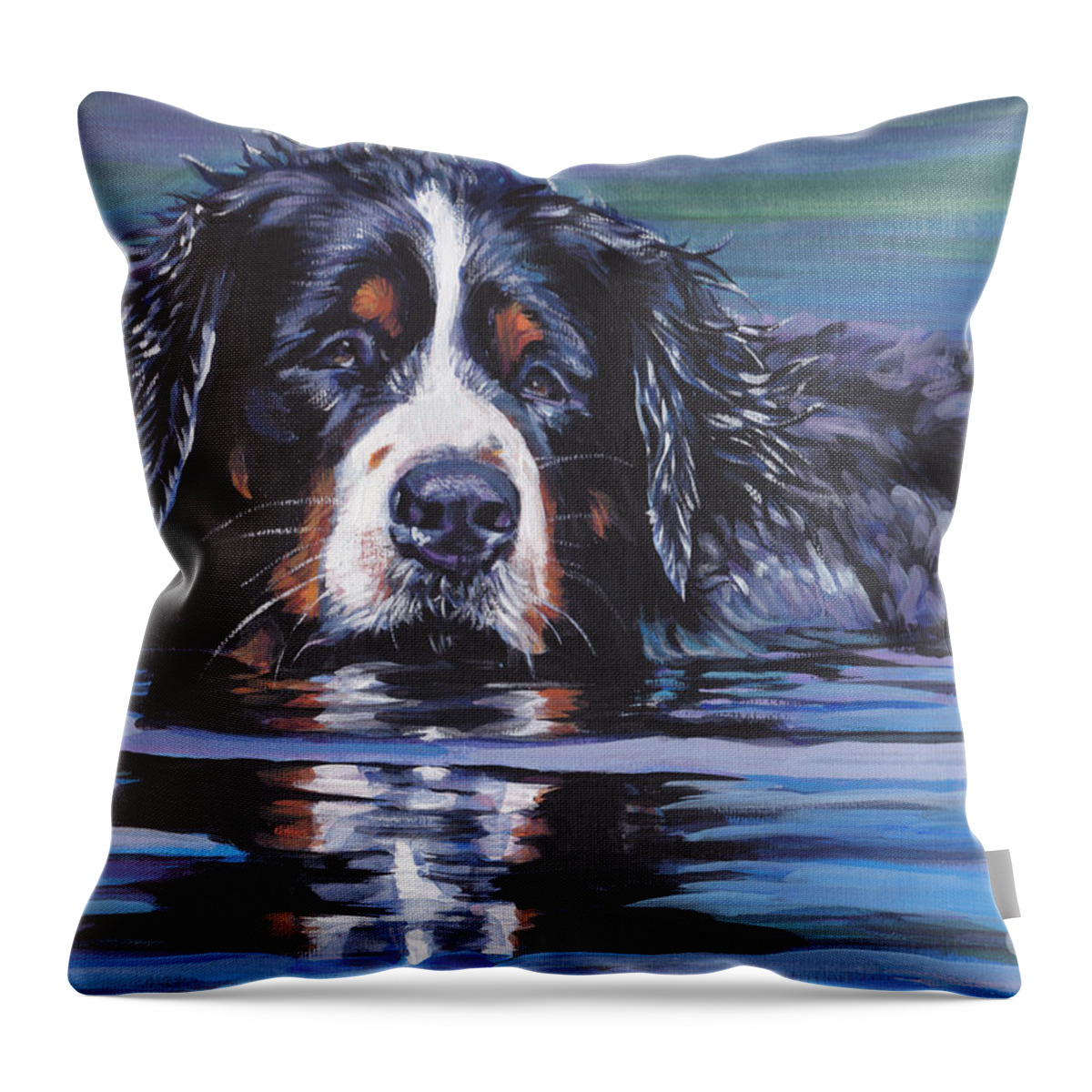 Bernese Mountain Dog Throw Pillow featuring the painting Beautiful Berner by Lee Ann Shepard