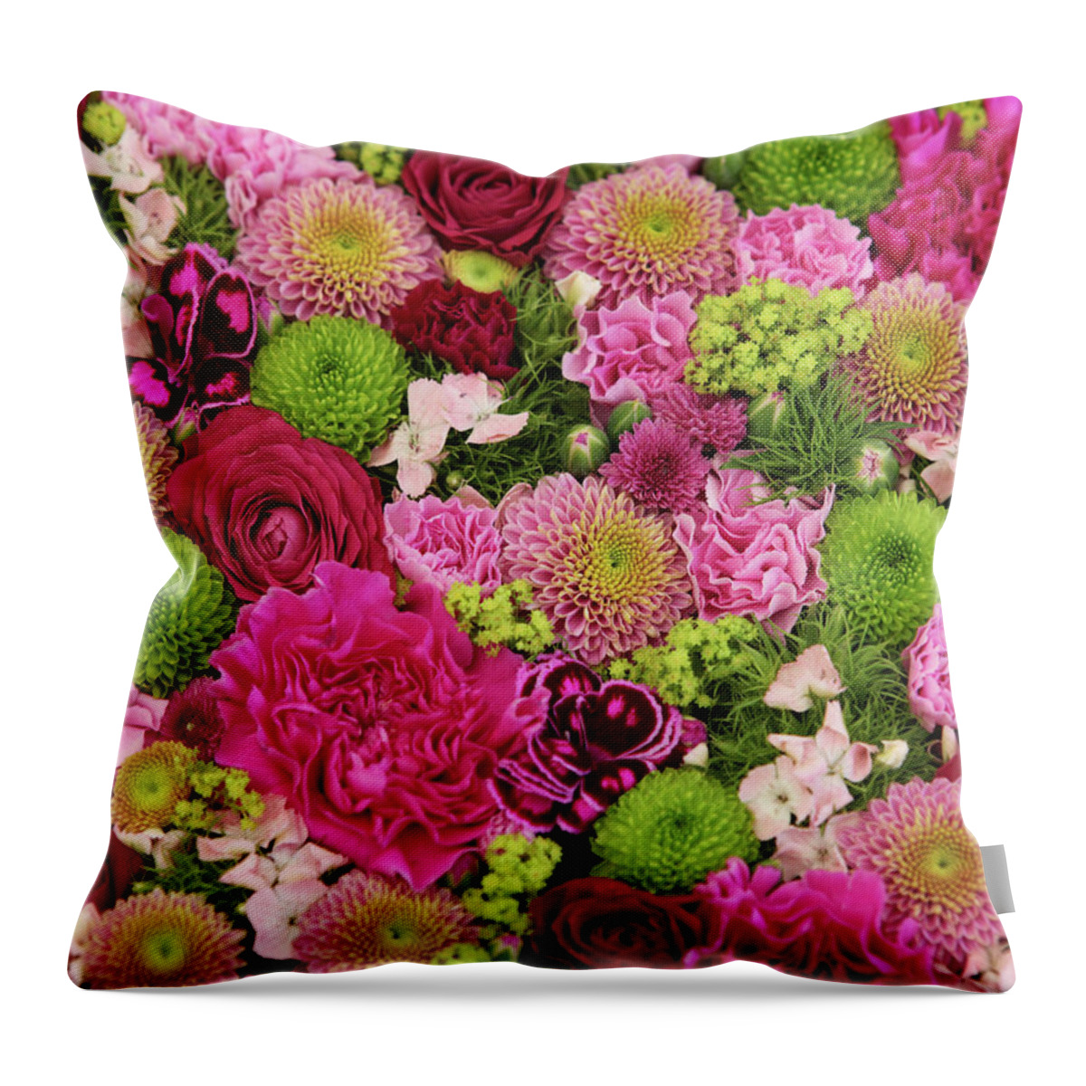 Chrysanthemum Throw Pillow featuring the photograph Beautiful Bunch Of Colorful Flowers by Lubilub