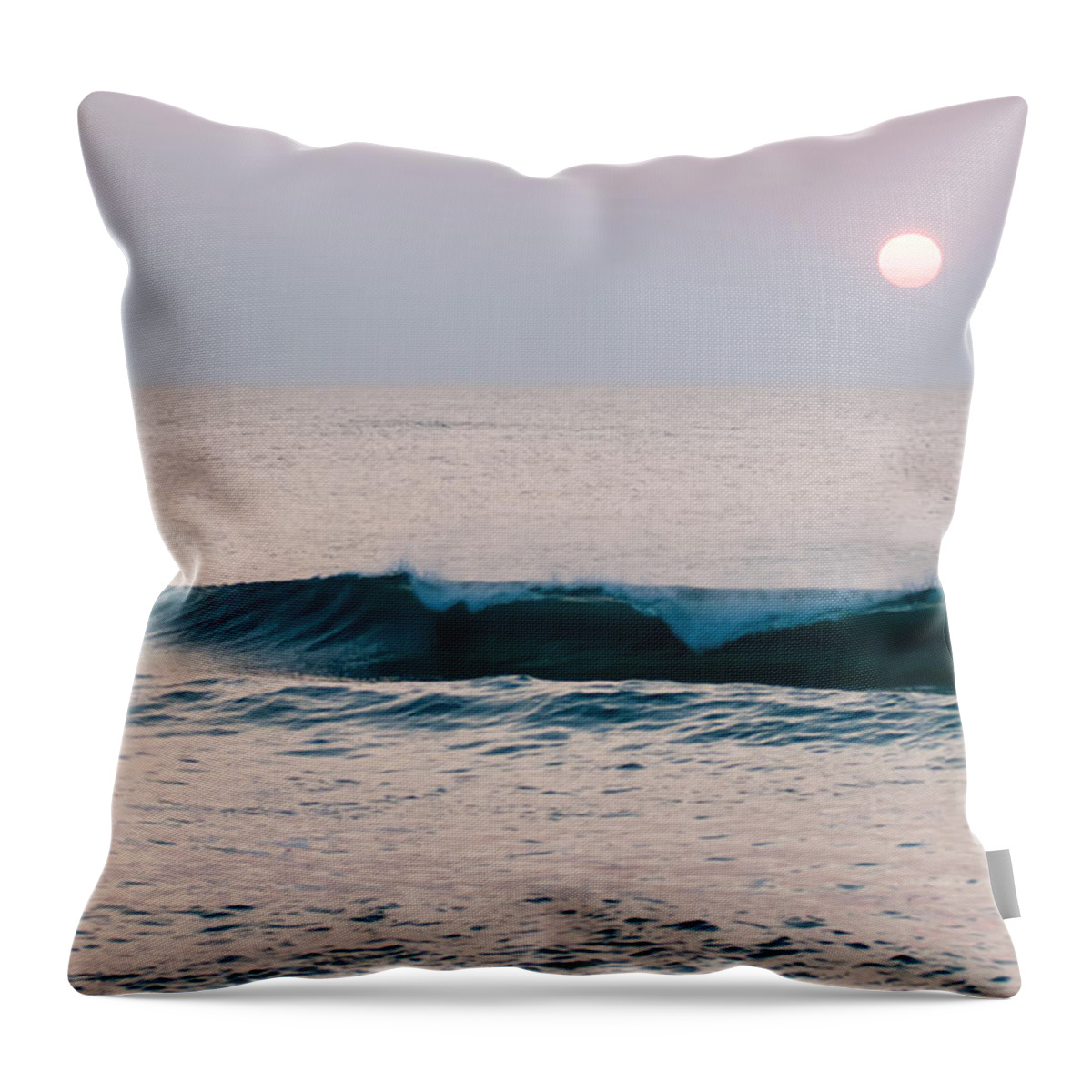 Atlantic Throw Pillow featuring the photograph Beautiful empty beach at sunrise by Alex Grichenko