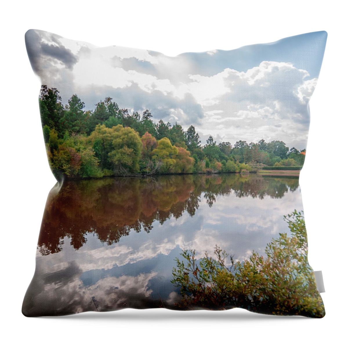 Autumn Throw Pillow featuring the photograph Beautiful Lake Reflections by Alex Grichenko