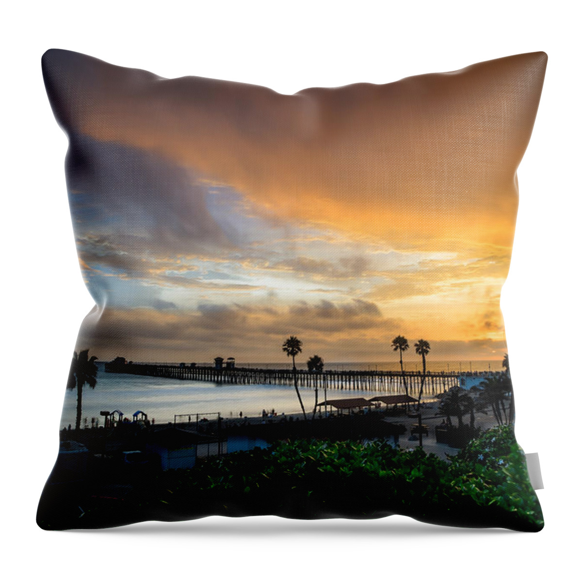 Beach Throw Pillow featuring the photograph Beautiful Southern California Sunset by Larry Marshall