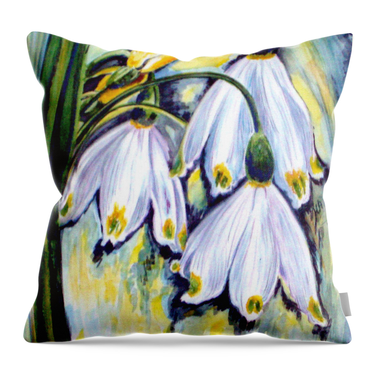 Flowers Throw Pillow featuring the painting Beauty of valley by Harsh Malik
