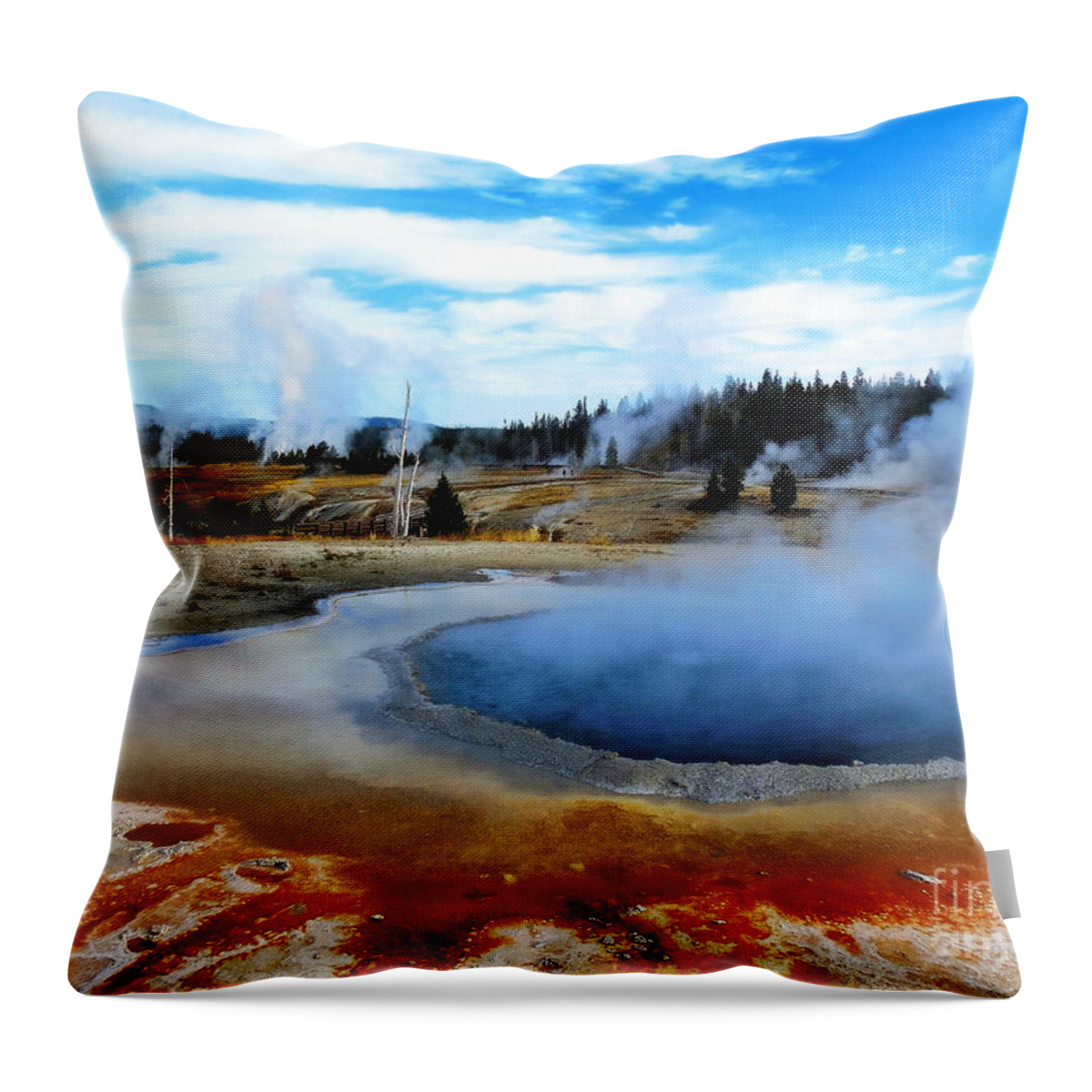Upper Geyser Basin Throw Pillow featuring the photograph Beauty Pool in Upper Geyser Basin in Yellowstone National Park by Catherine Sherman